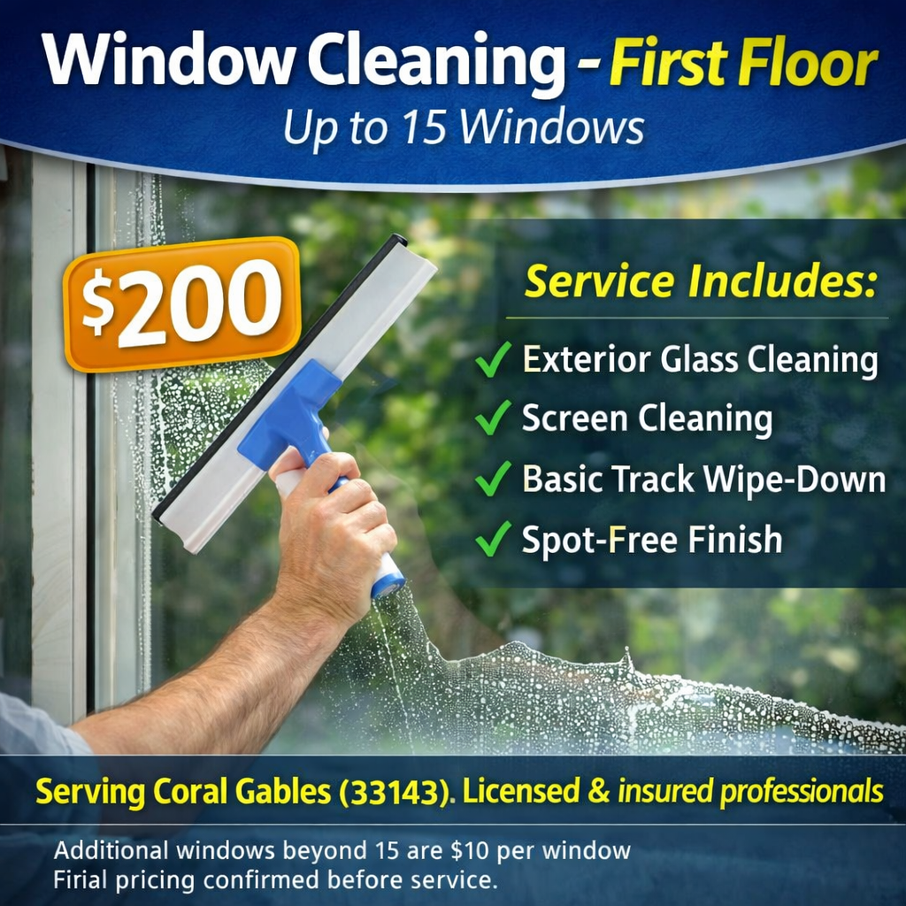 Window Cleaning – First Floor (Up to 15 Windows)